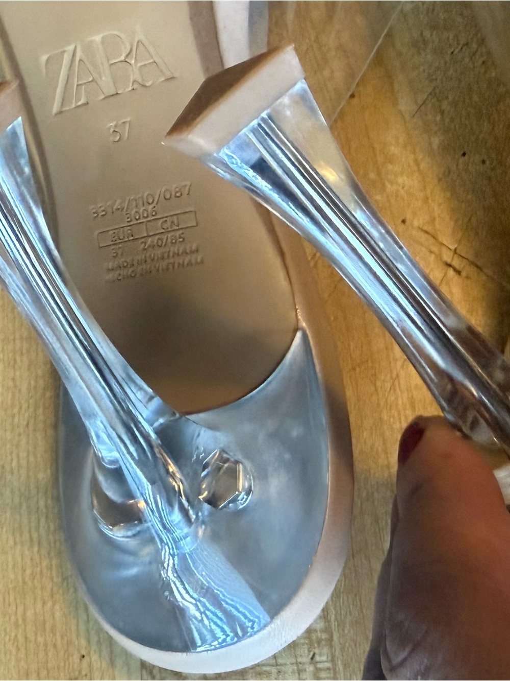 Zara Clear Transparent Heeled Sandals with Silver Accents